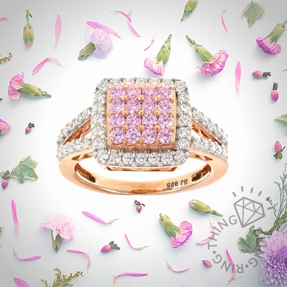 Pretty in Pink & White Diamond Ring - Picture 1 of 2